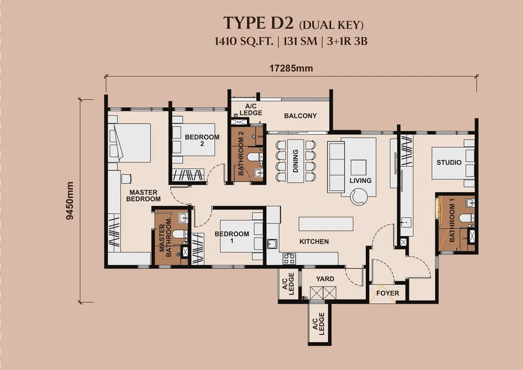 Type D2 Dual-Key Floor Plan